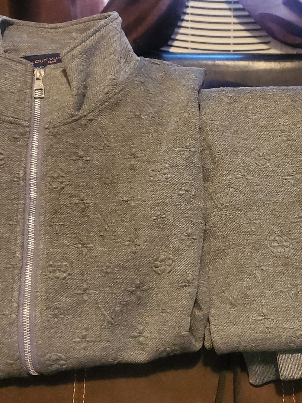 Louis Vuitton Men's Gray Embossed Monogram Pants
